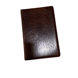 HOLY BIBLE KJV Red Letter World Small Brown Genuine Leather Damaged Ribbon Gold